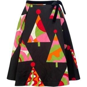 ITW Claude‎ Brown Christmas Tree Skirt Womens 4 MCM Abstract Holiday Flare Artsy